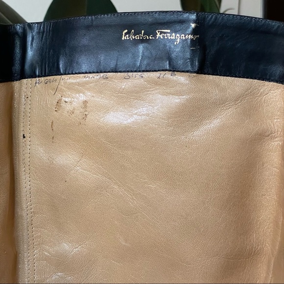 VINTAGE Ferragamo knee high black leather boots - size 9.5/10 - Picture 17 of 17
